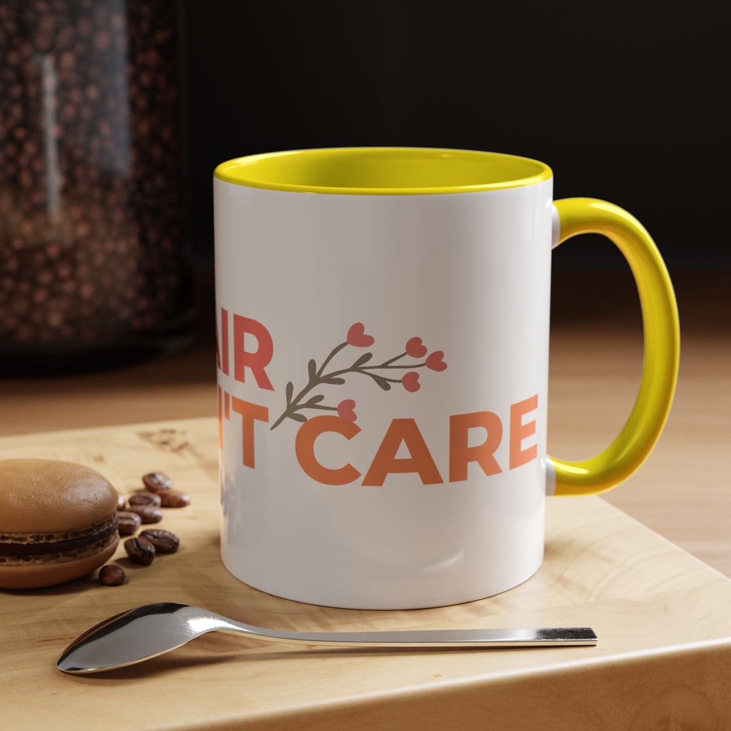 Accent Coffee Mug - "Growing Hair I Don't Care" Floral Script Coffee Mug