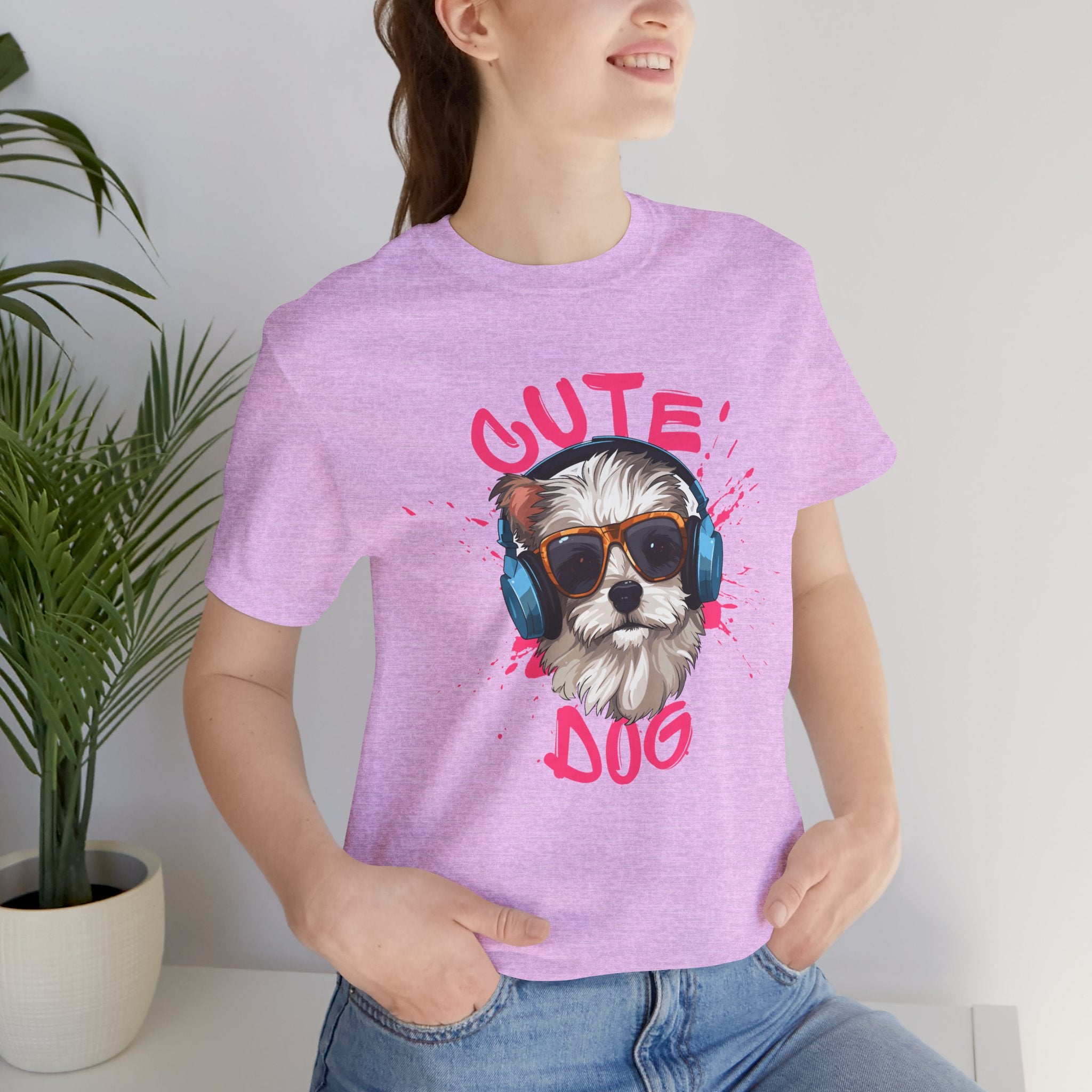 Cute Dog Tee — Headphones Puppy Graphic T-Shirt