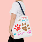 Dog Mom Tote Bag – "Fur Baby" Paw Print AOP Tote