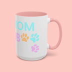 Dog Mom Club Accent Coffee Mug – Colorful Paw Print 11/15oz