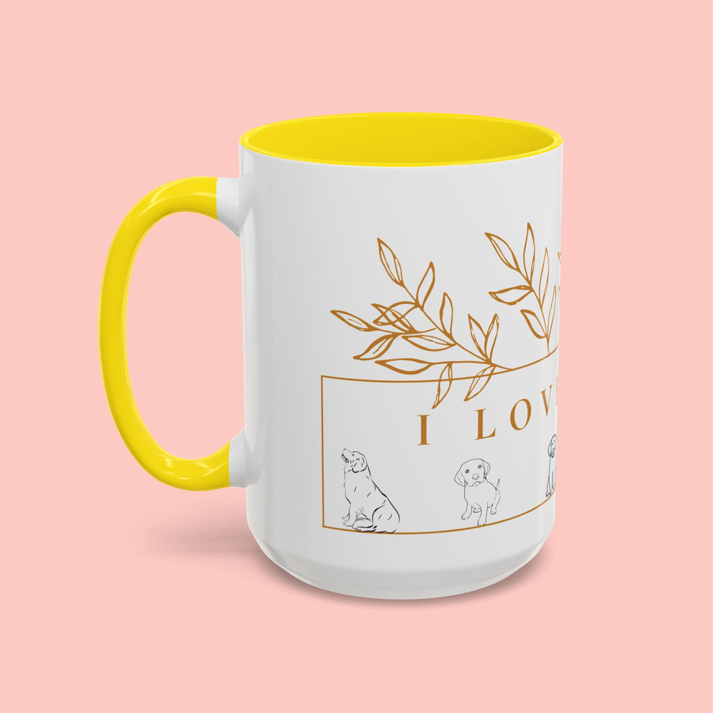 I Love Dogs Accent Coffee Mug — Gold Leaf Dog Lover Ceramic Mug (11oz & 15oz)