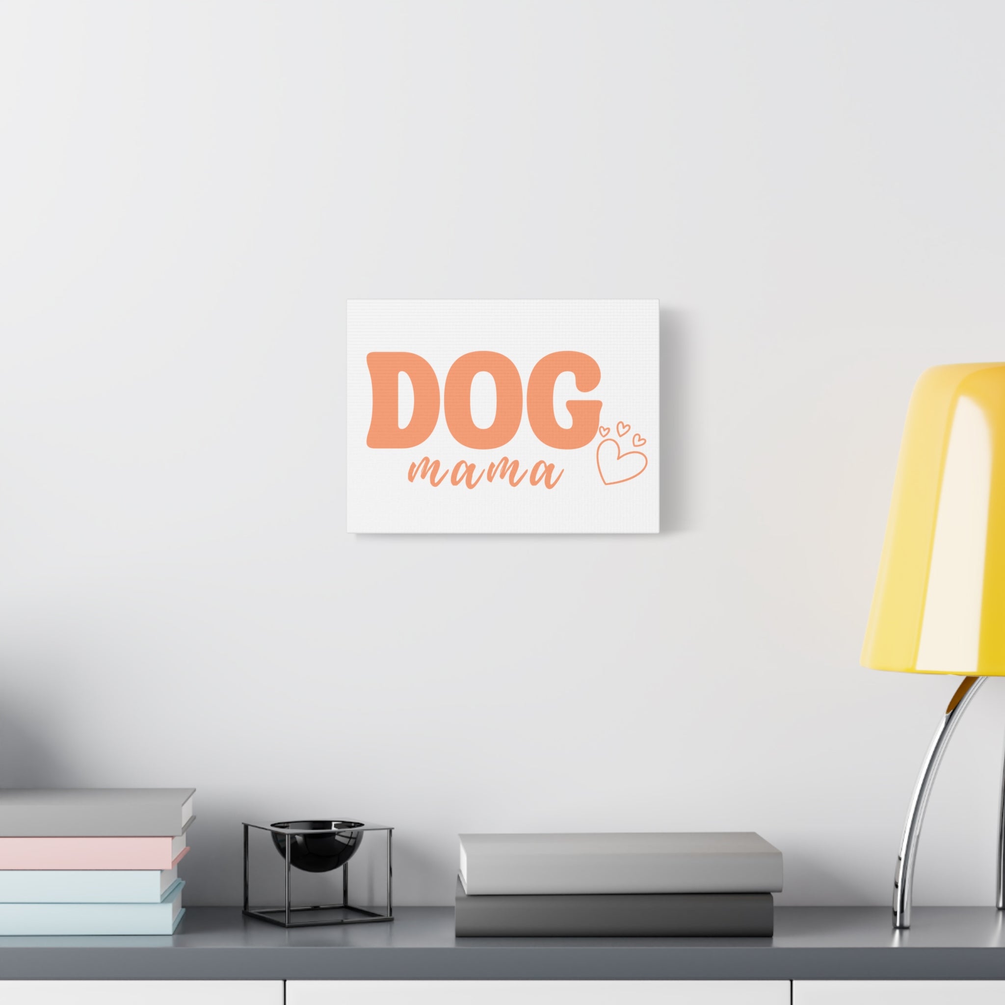 Dog Mama Matte Canvas Wall Art – Peach Script Pet Lover Decor