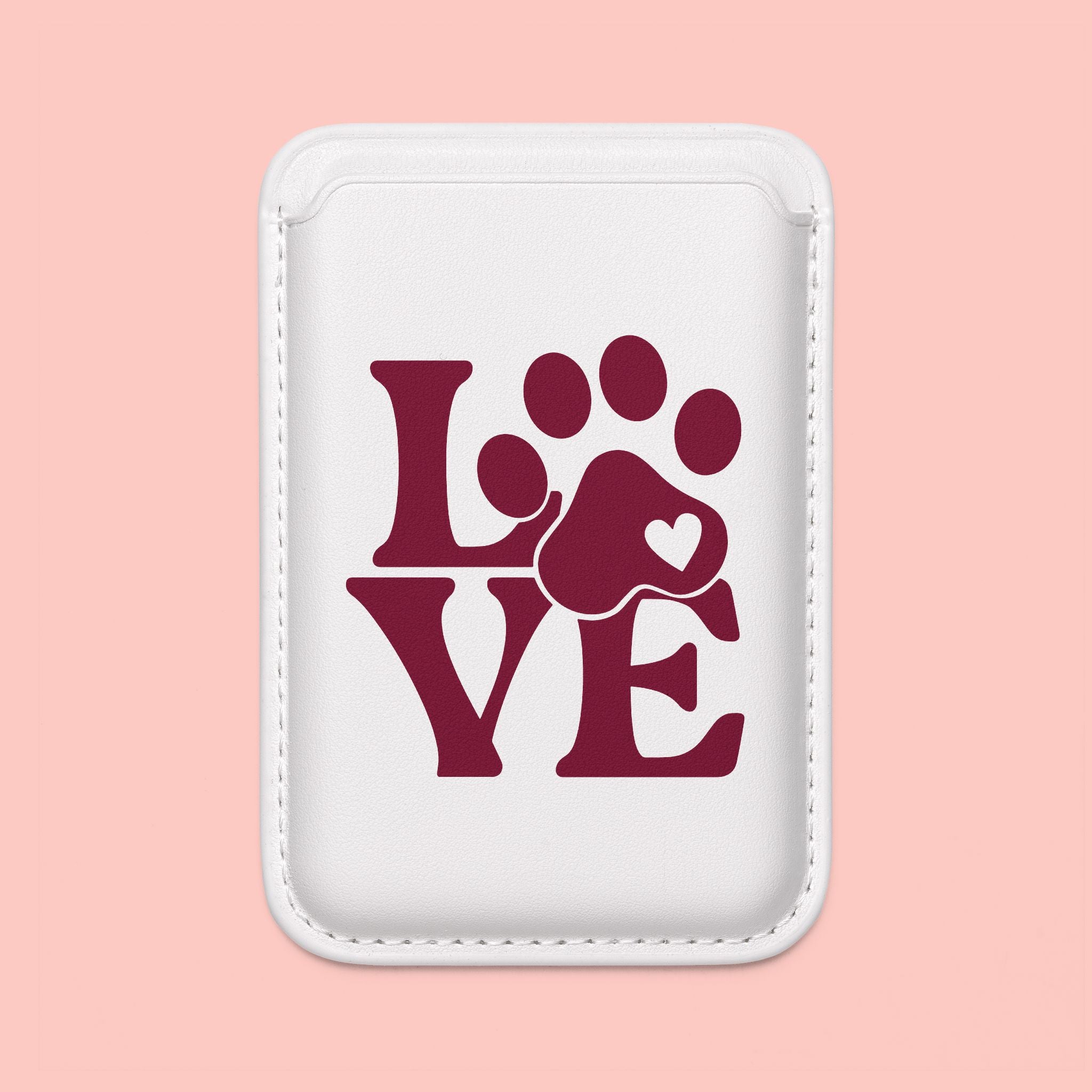 Magsafe Vegan Wallet — 'LOVE' Paw Design Card Holder for Pet Lovers