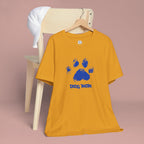 Dog Mom Paw Print T-Shirt — Distressed Blue Design