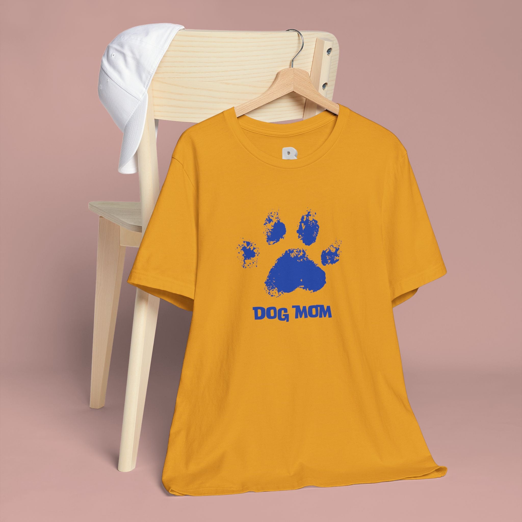 Dog Mom Paw Print T-Shirt — Distressed Blue Design