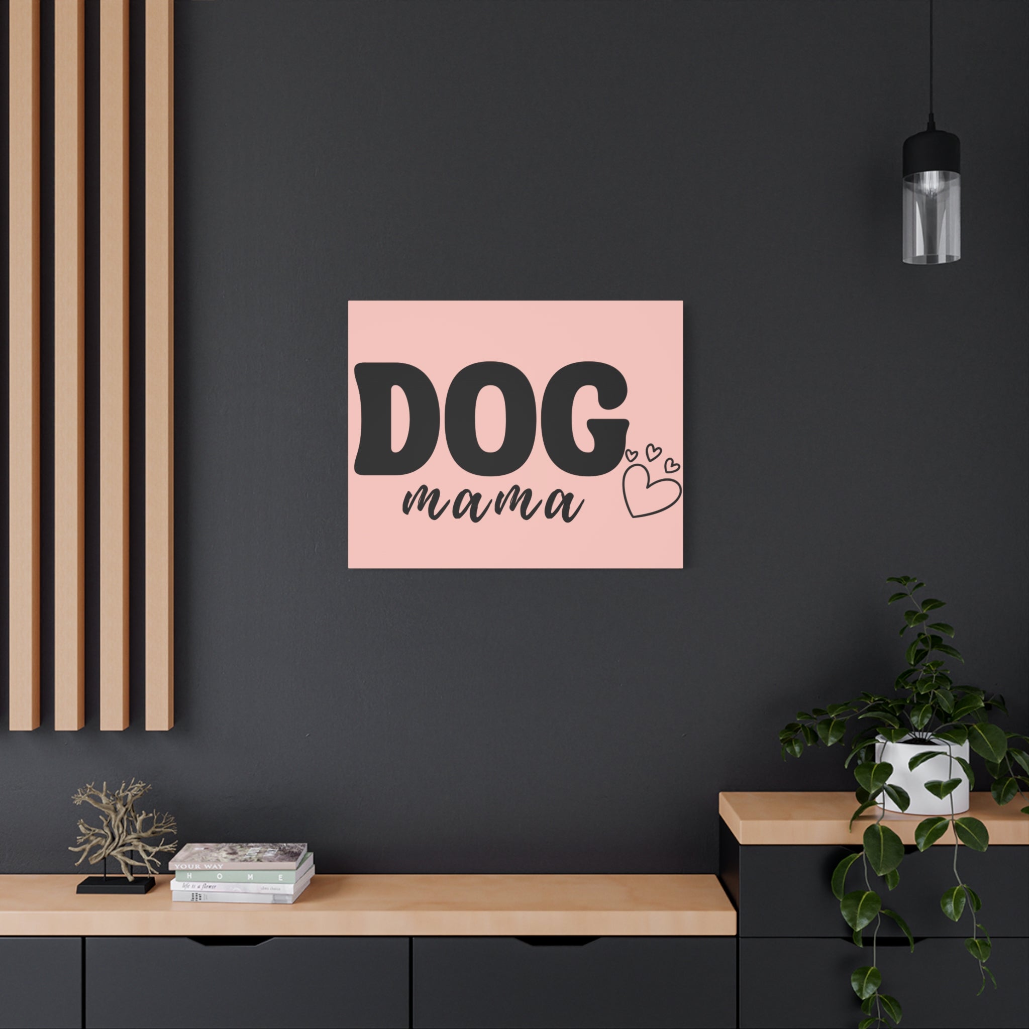 Dog Mama Pink Canvas Wall Art — Heart Pet Mom Decor