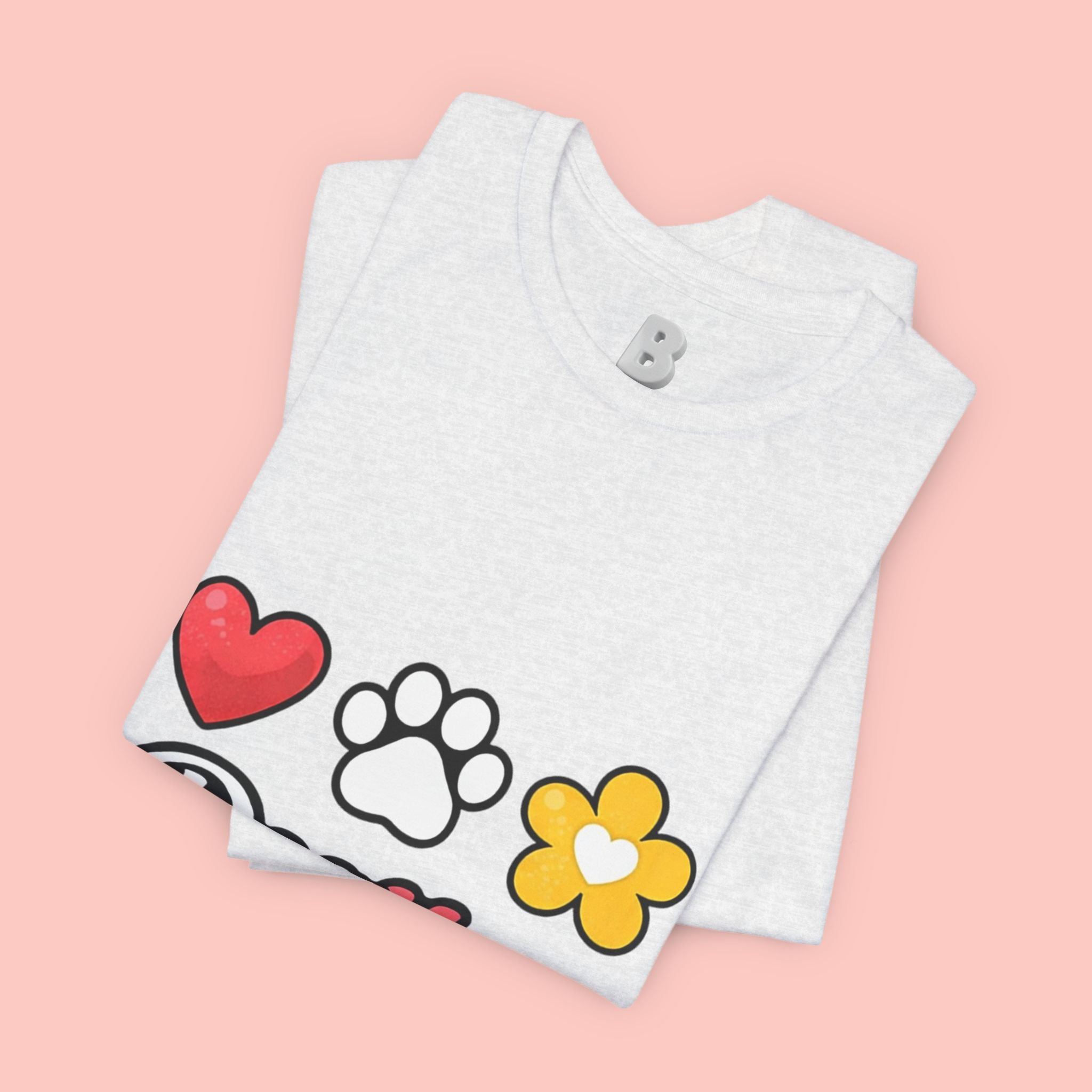 Dog Mom T-Shirt – Heart, Paw & Flower Graphic Tee