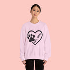 Dog Mom Heart Paw Sweatshirt — Women's Crewneck for Pet Lovers