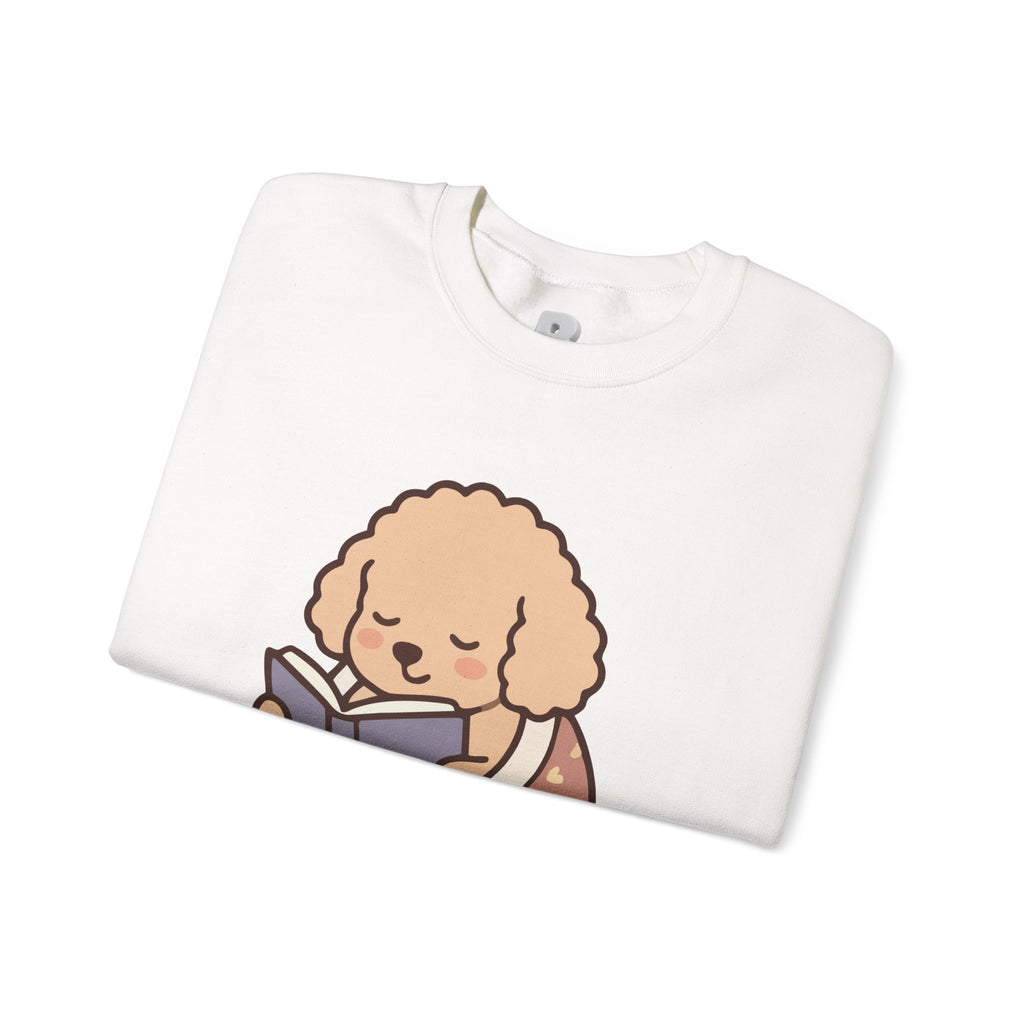 Cozy Reading Puppy Sweatshirt — "Paw Prints On My Soul" Crewneck
