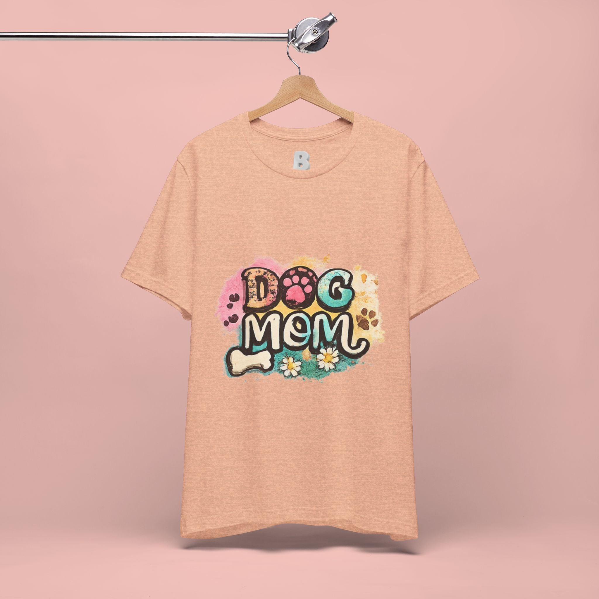 Dog Mom T-Shirt — Colorful Paw Print Graphic Tee for Pet Lovers