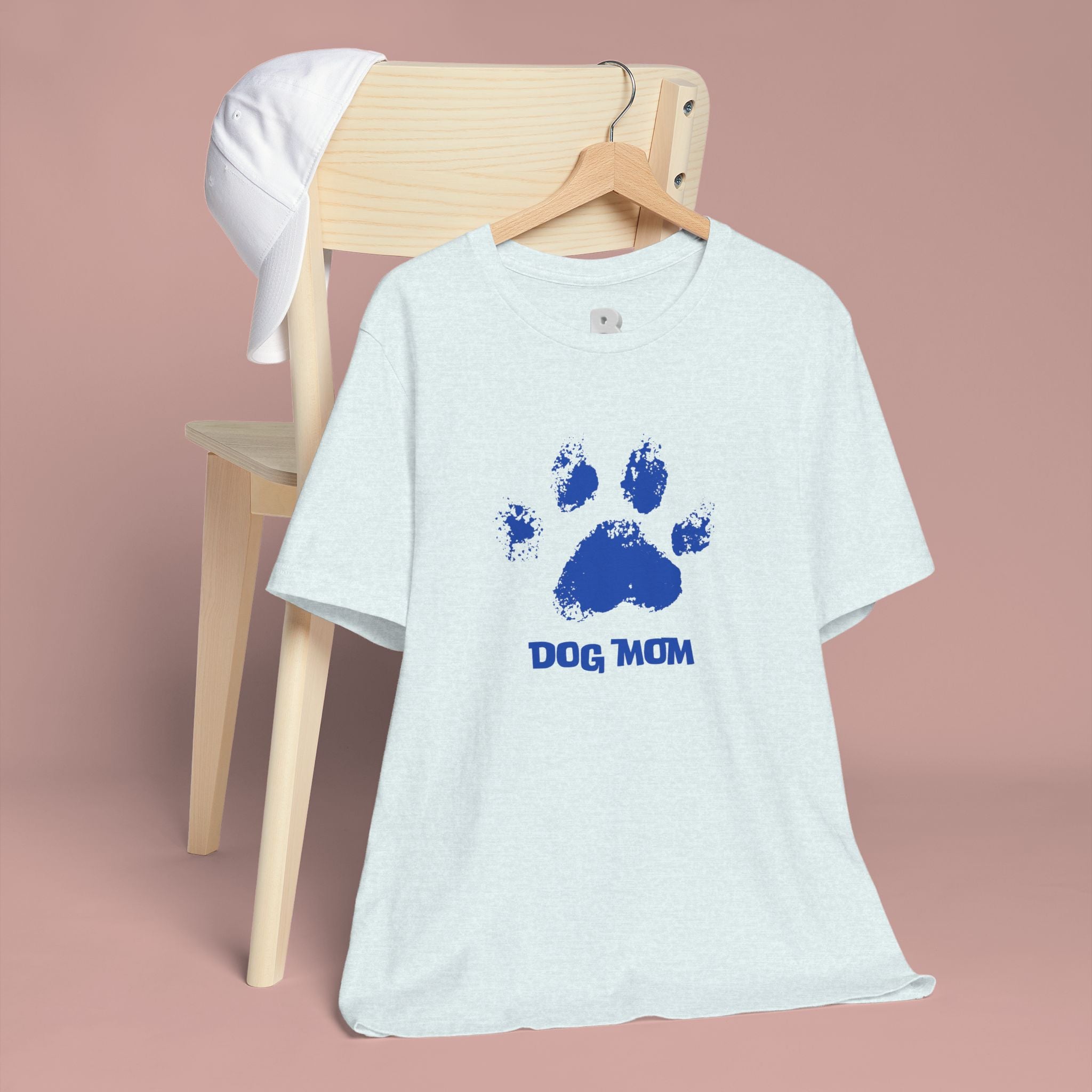 Dog Mom Paw Print T-Shirt — Distressed Blue Design
