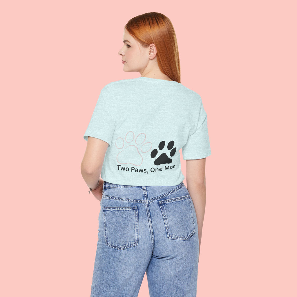 T-Shirt — “Two Paws, One Mom” Paw Print Mom Tee
