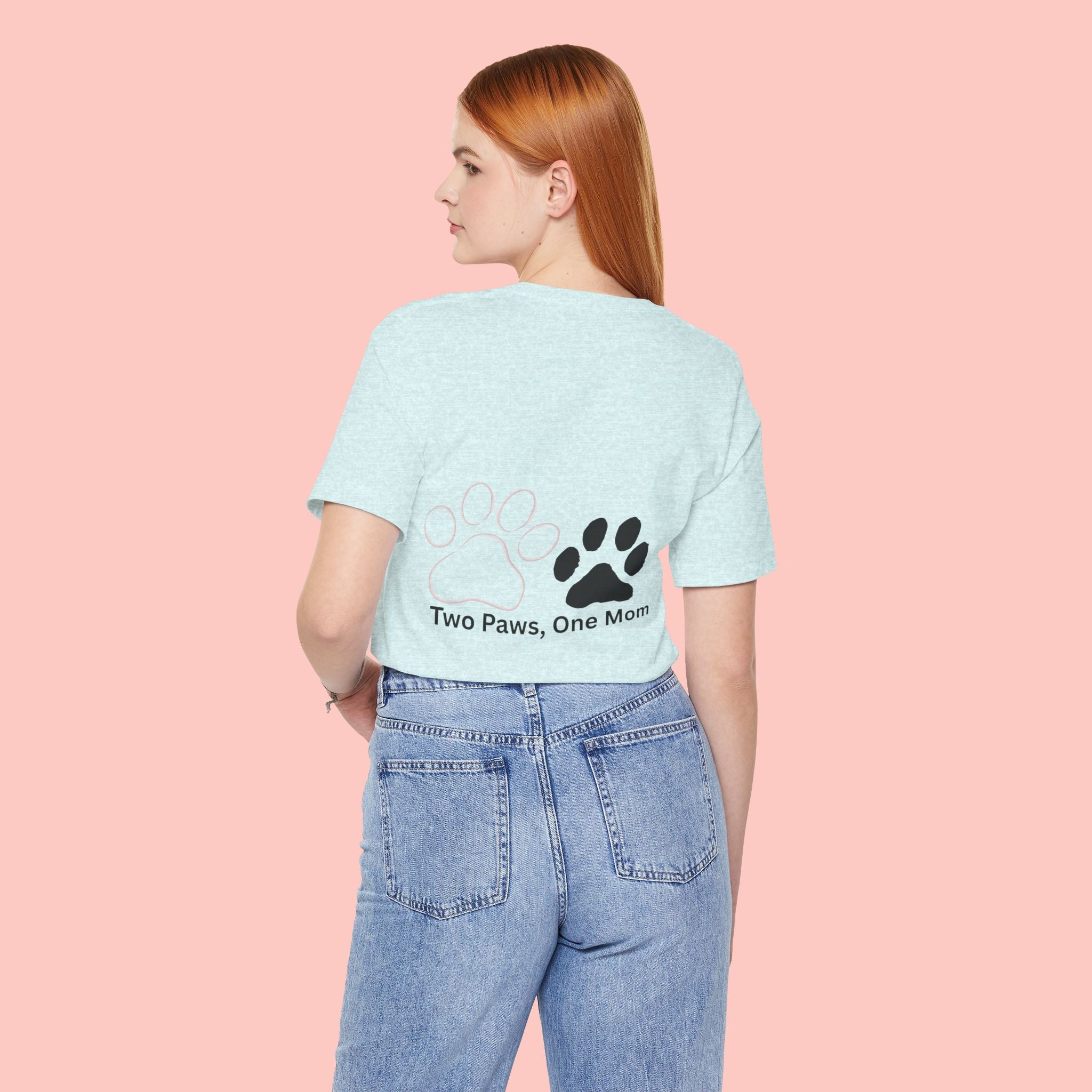 T-Shirt — “Two Paws, One Mom” Paw Print Mom Tee