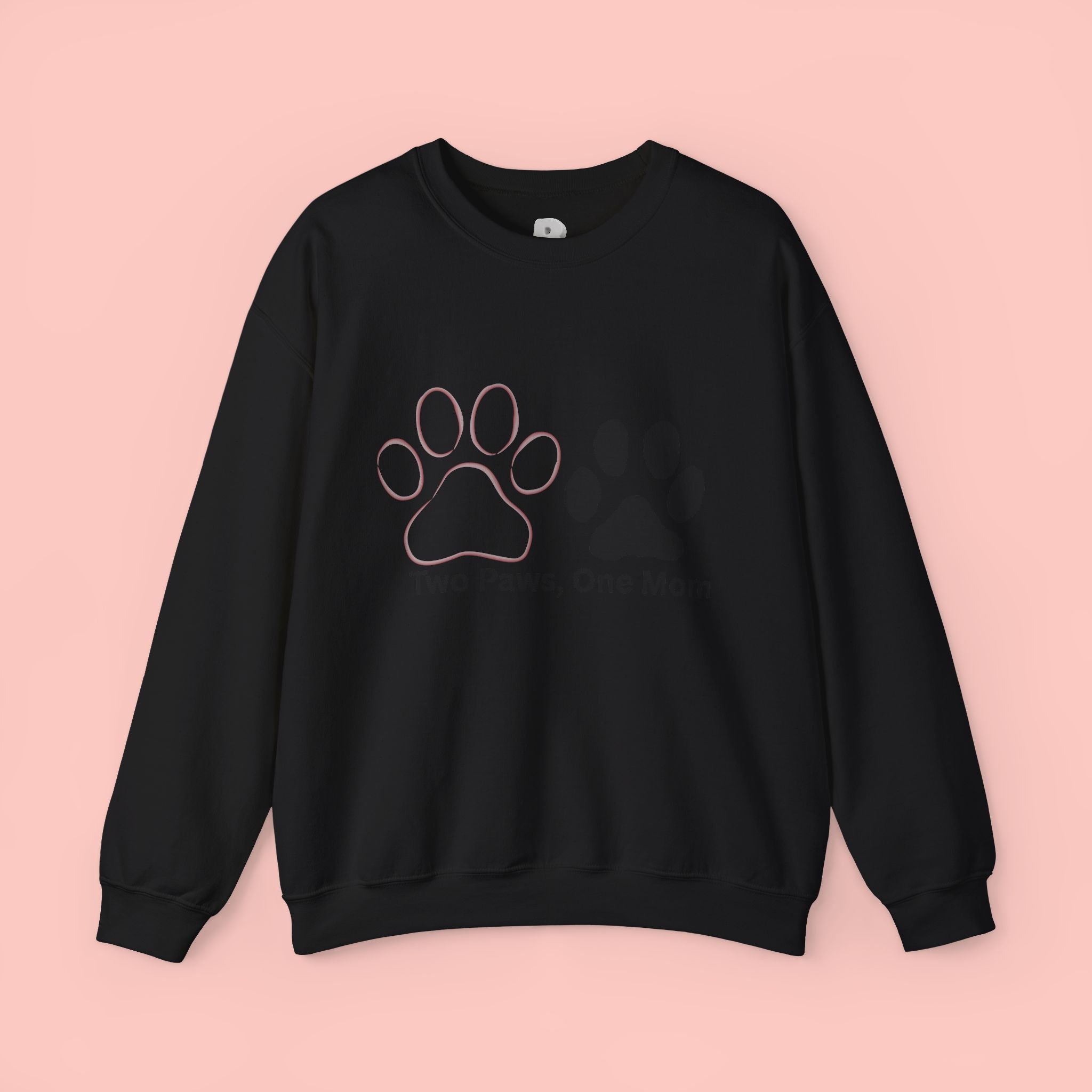 Crewneck Sweatshirt – "Two Paws, One Mom" Paw Print Mom Gift
