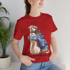 Cuddles Over Everything Tee — Boy Hugging Dog Animal Lover T-Shirt