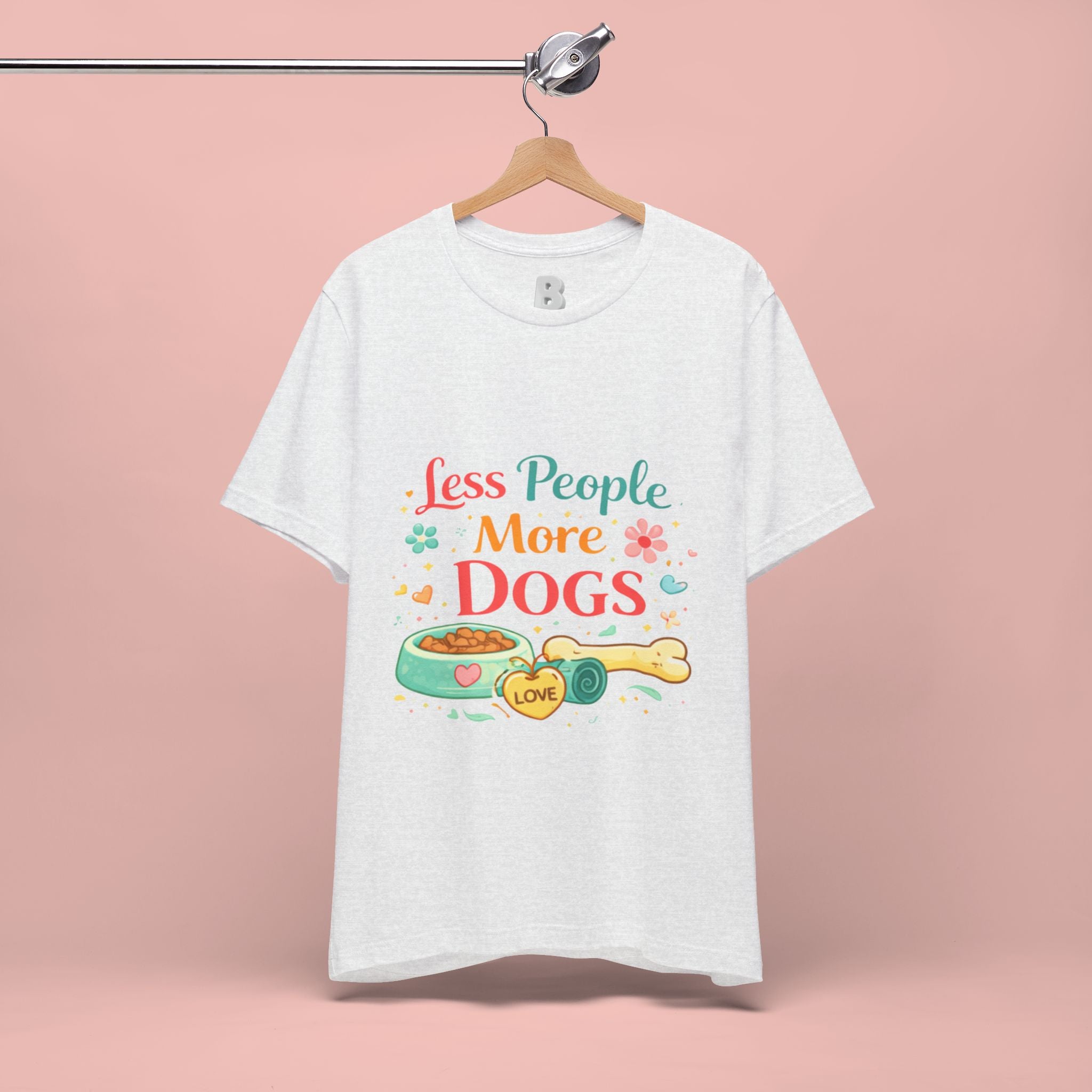 Less People More Dogs T-Shirt – Cute Dog Bowl & Bone Graphic Tee