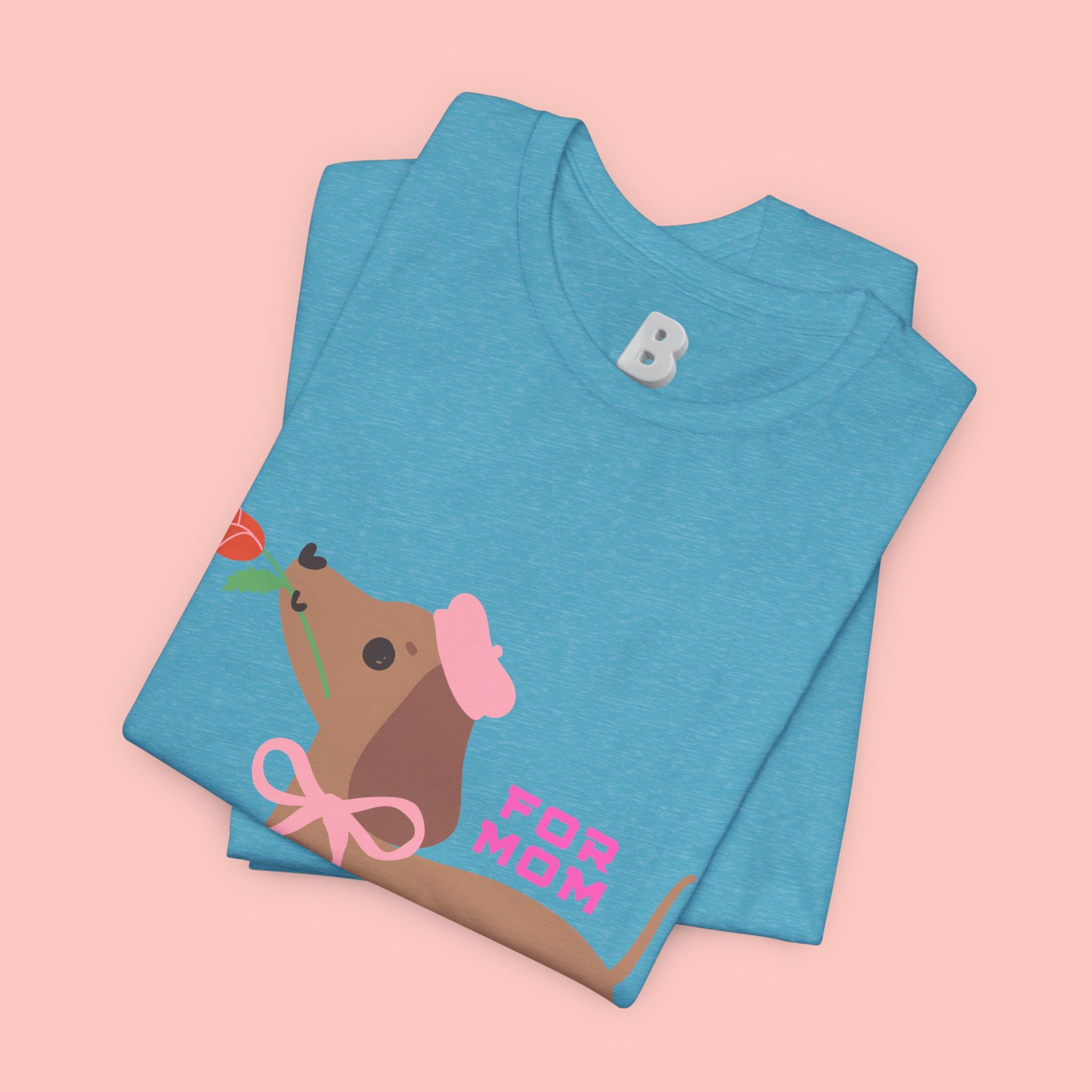 Mommy’s Dachshund Tee – Cute Dog with Rose “For Mom” Shirt