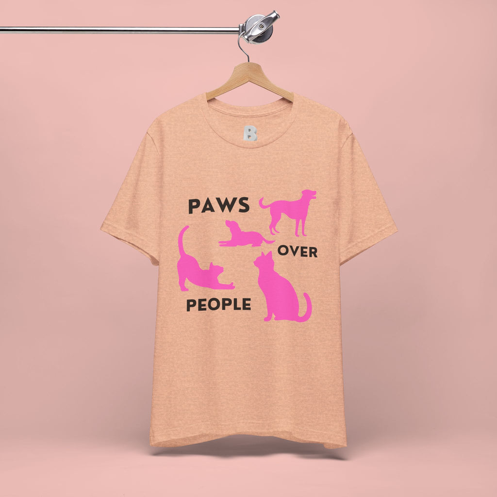 Paws Over People Tee — Pink Cats & Dogs Graphic T-Shirt