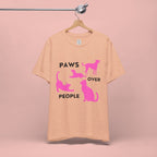 Paws Over People Tee — Pink Cats & Dogs Graphic T-Shirt