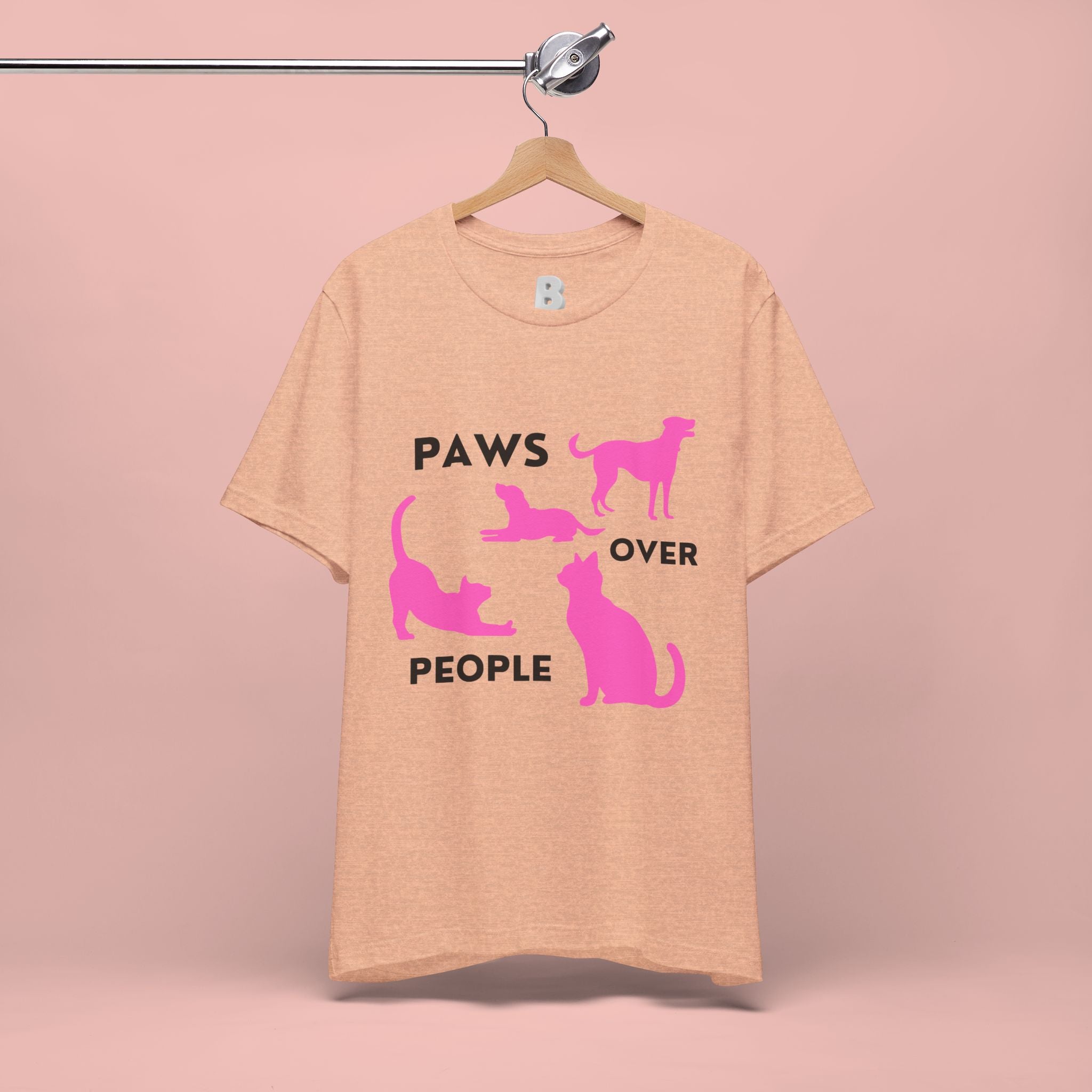 Paws Over People Tee — Pink Cats & Dogs Graphic T-Shirt