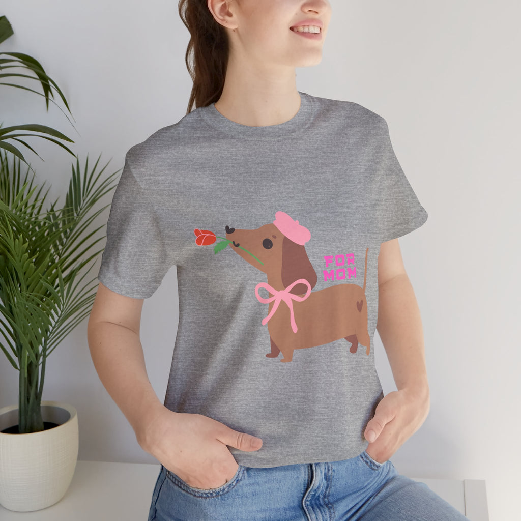 Mommy’s Dachshund Tee – Cute Dog with Rose “For Mom” Shirt