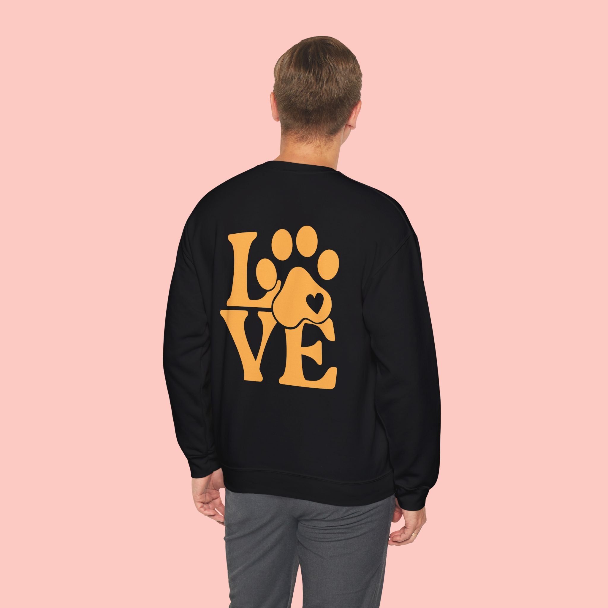 Crewneck Sweatshirt - 'LOVE' Paw Print Graphic | Pet Lover Pullover