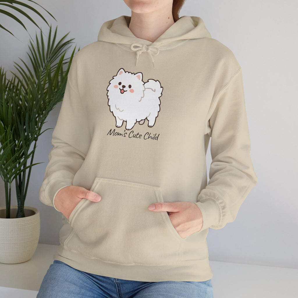 Pomeranian 'Mom's Little Child' Hoodie – Cute White Dog Graphic Pullover