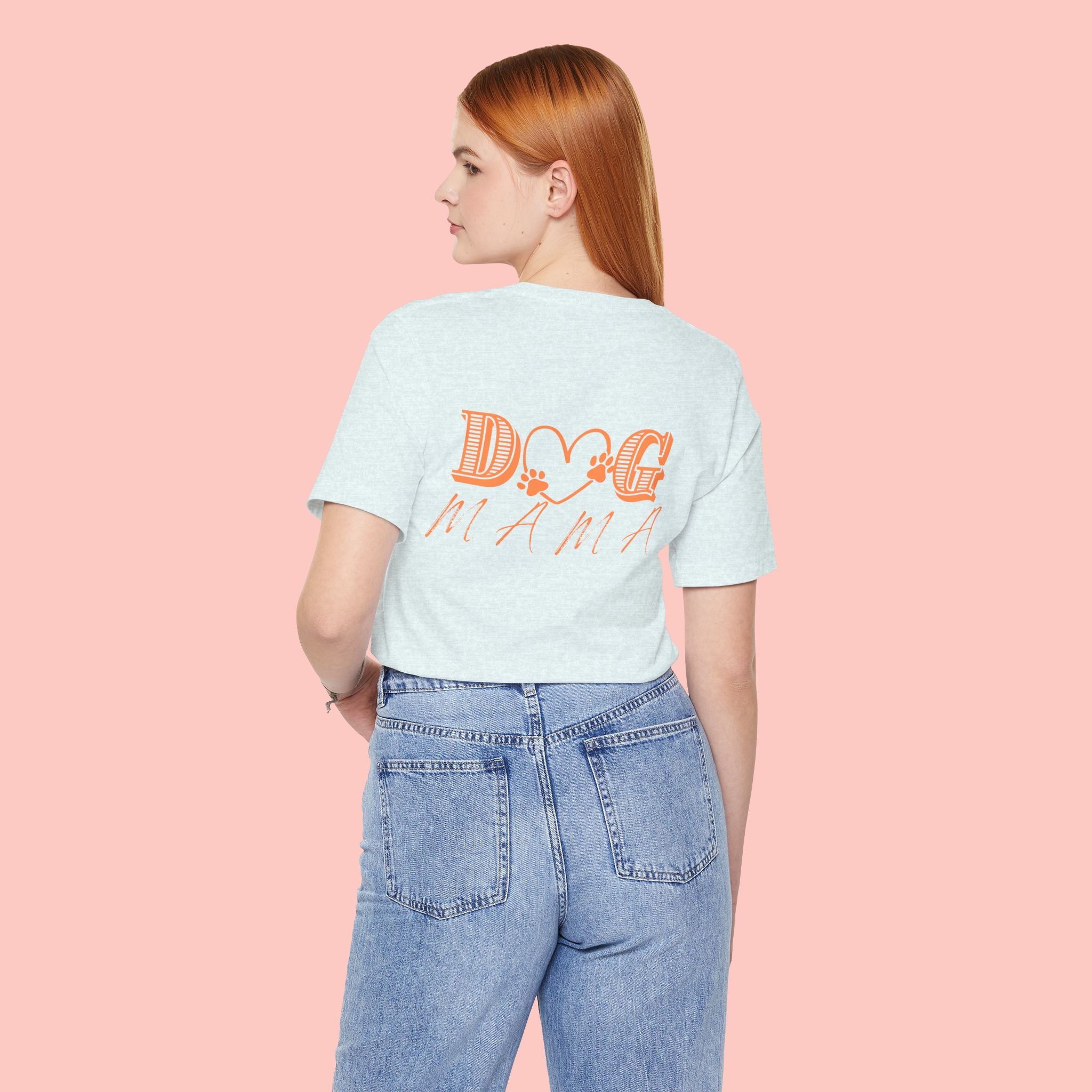 Dog Mama Tee — Retro Heart & Paw Graphic Short Sleeve Shirt
