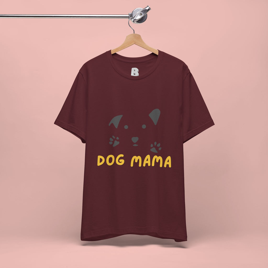 Dog Mama Graphic Tee — Cute Paw Print Dog Face T-Shirt for Dog Lovers