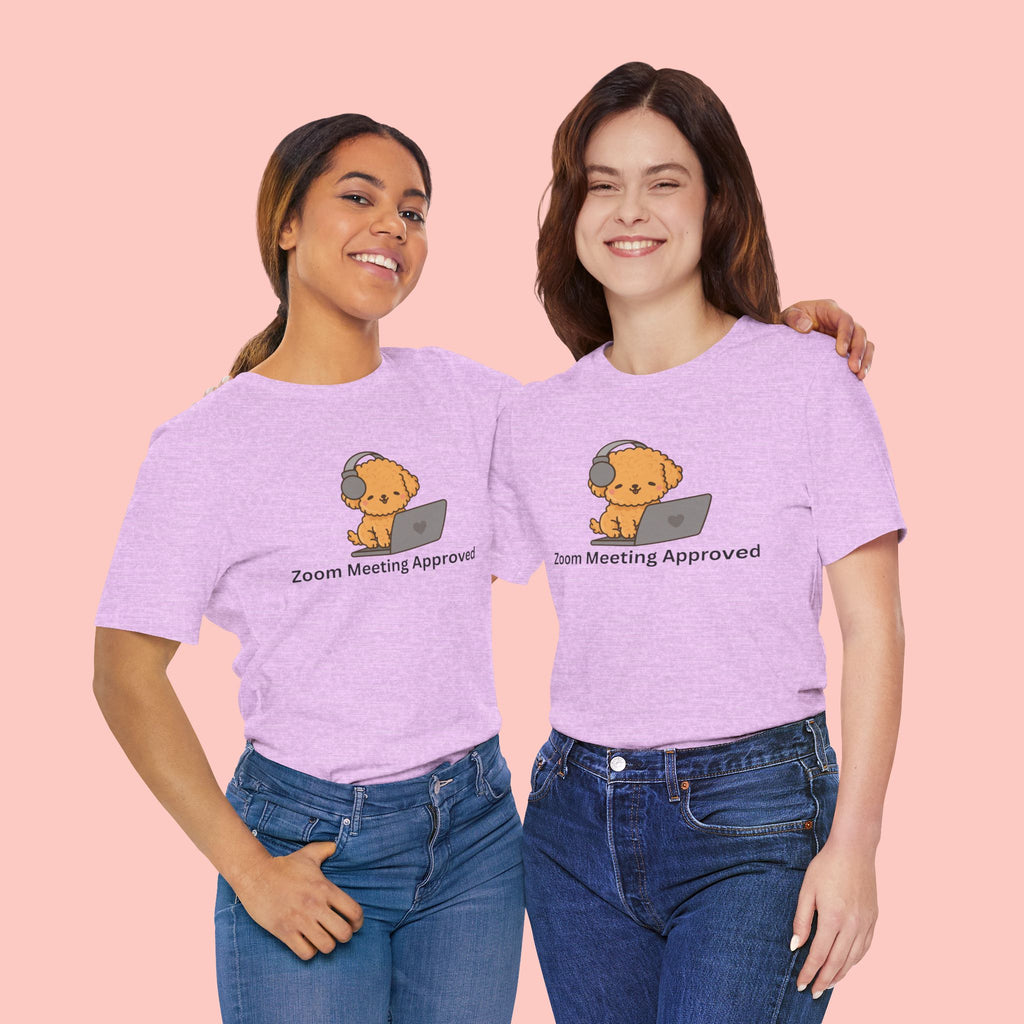 Zoom Meeting Approved Tee — Cute Puppy with Headset Laptop Graphic