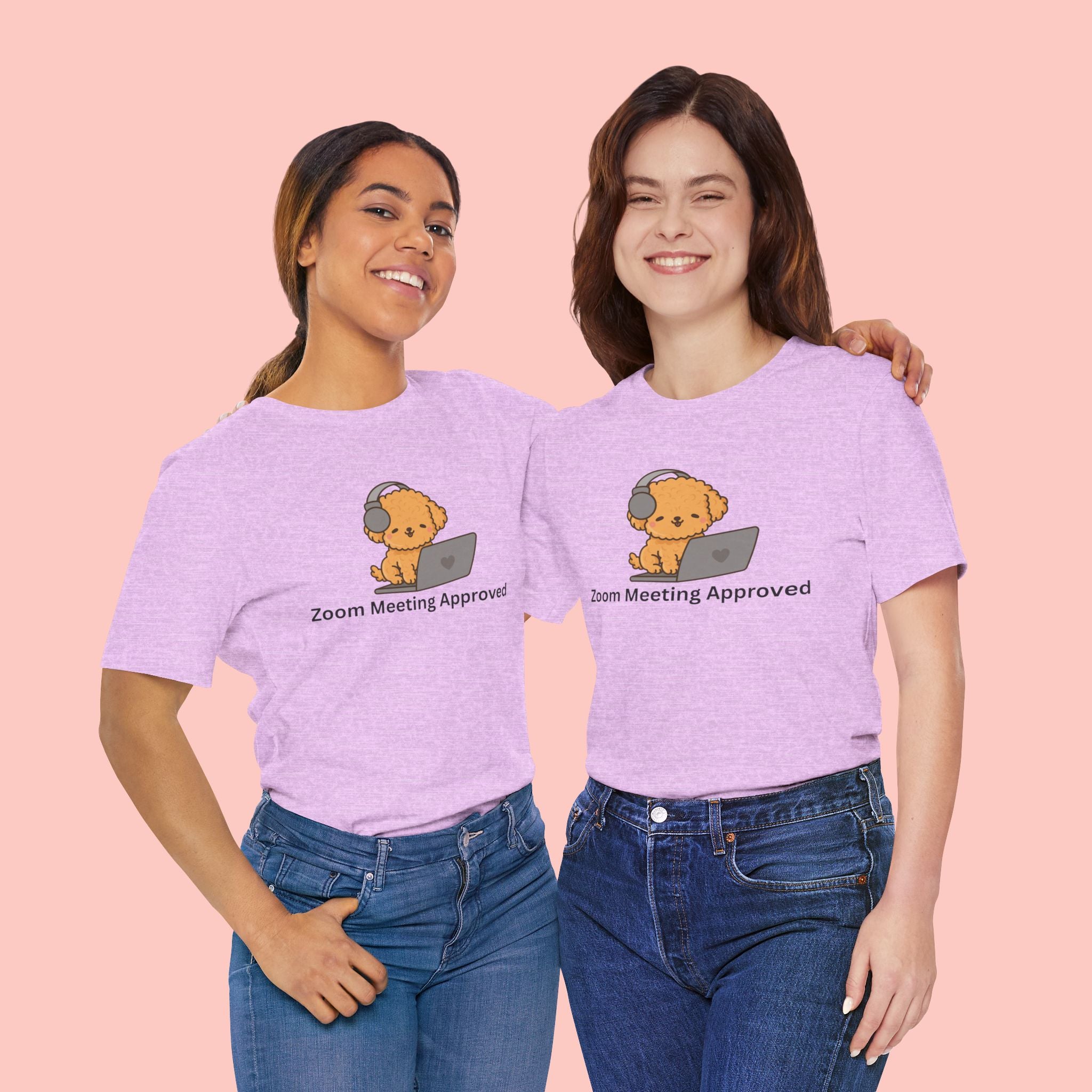 Zoom Meeting Approved Tee — Cute Puppy with Headset Laptop Graphic