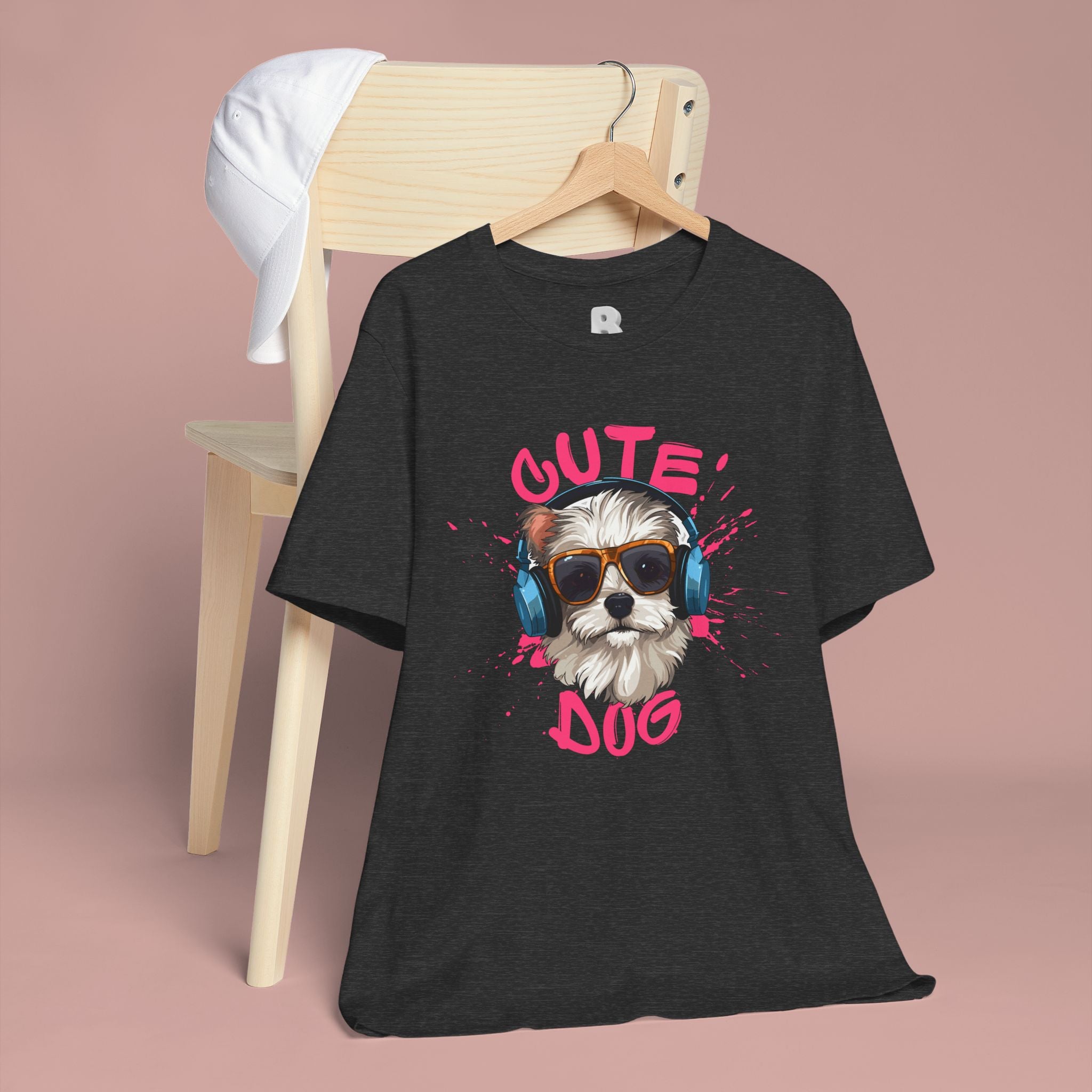 Cute Dog Tee — Headphones Puppy Graphic T-Shirt