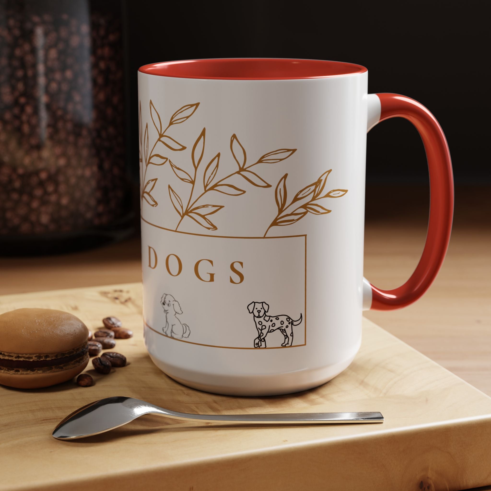 I Love Dogs Accent Coffee Mug — Gold Leaf Dog Lover Ceramic Mug (11oz & 15oz)