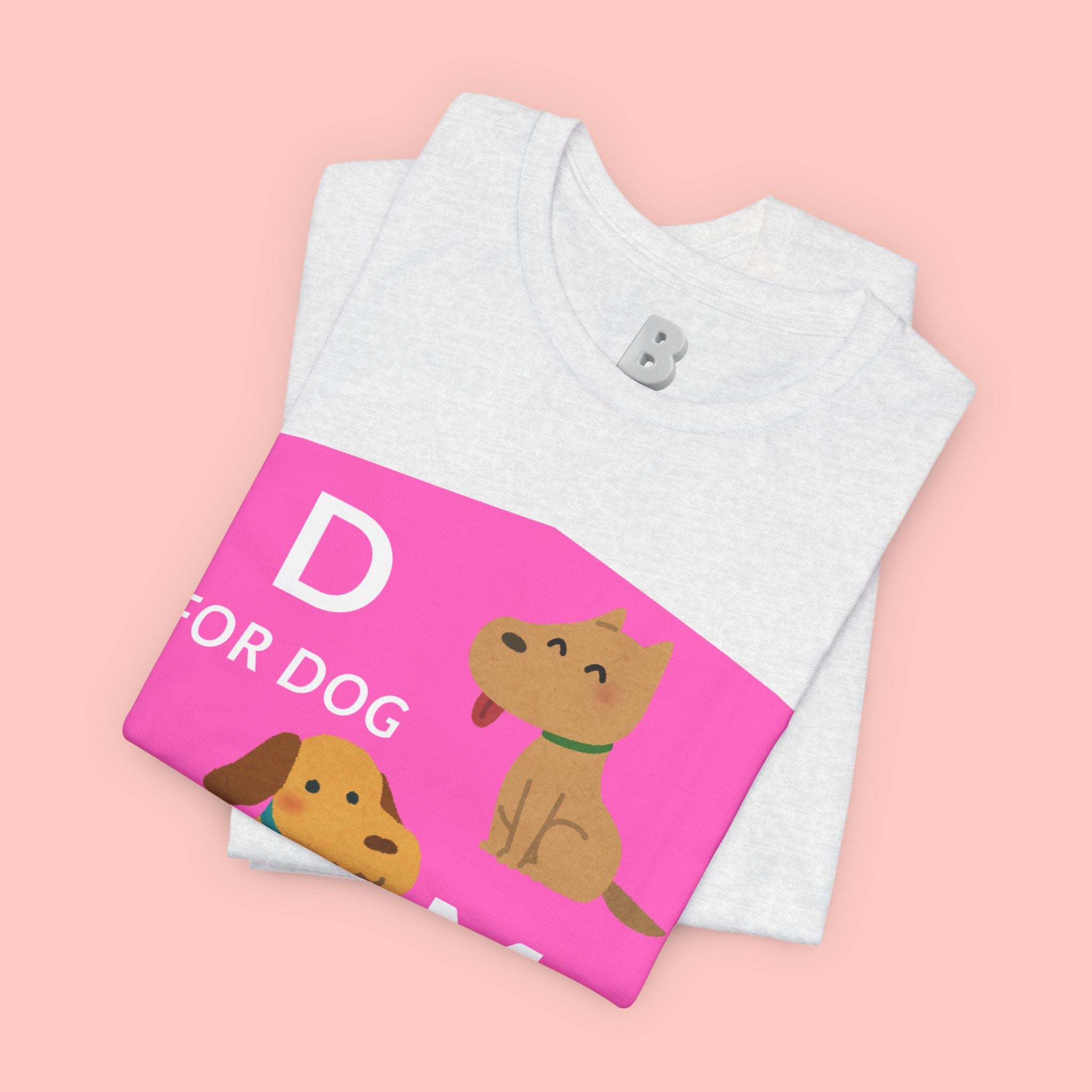 Dog Mom T-Shirt — Cute Pink "D for Dog, M for Mom" Graphic Tee