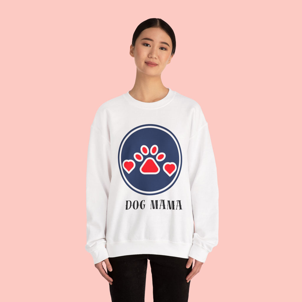 Dog Mama Crewneck Sweatshirt — Cute Paw Print Graphic for Dog Lovers