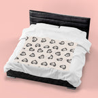 Paw Heart Velveteen Plush Blanket — Soft Cozy Pet Lover Throw