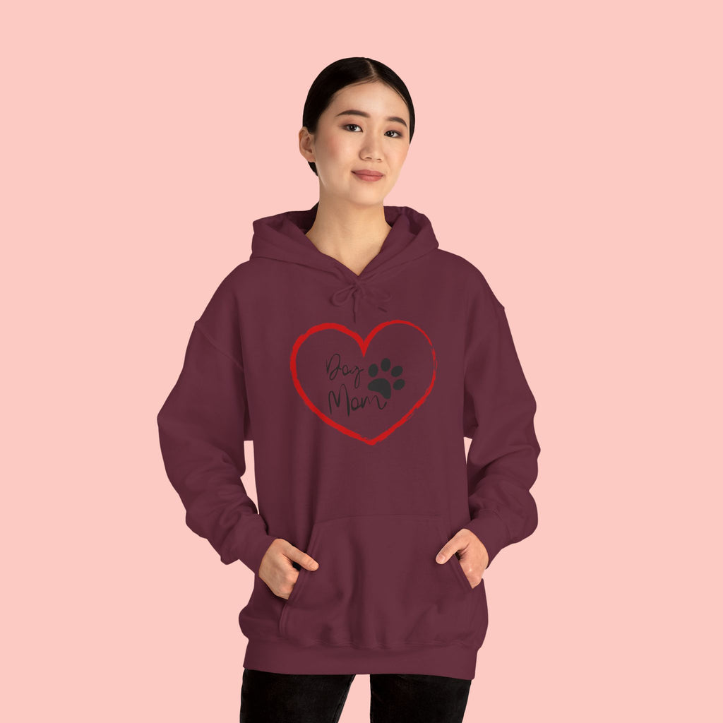 Dog Mom Hoodie — Heart Paw Print Pullover for Pet Lovers