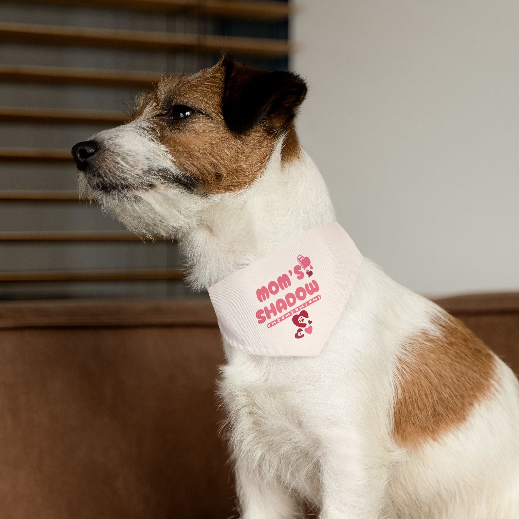 Mom's Shadow Pet Bandana Collar - Cute Pink Paw Print Dog Scarf