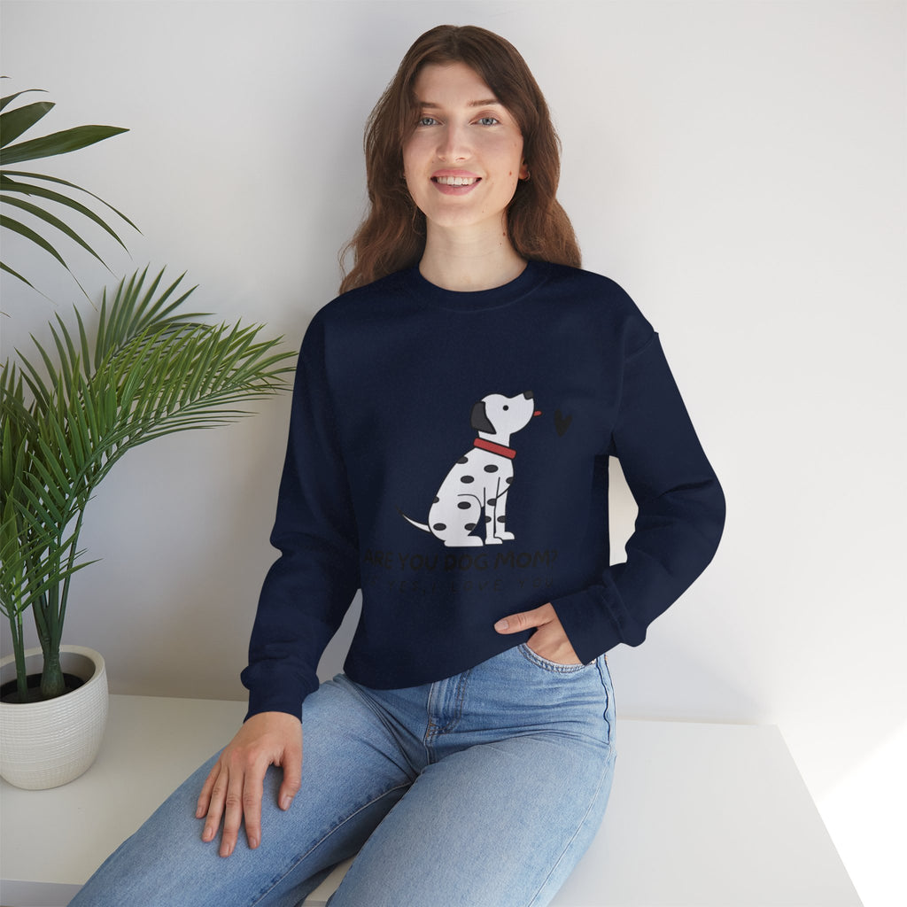 Are You Dog Mom? Cute Dalmatian Crewneck Sweatshirt for Dog Lovers