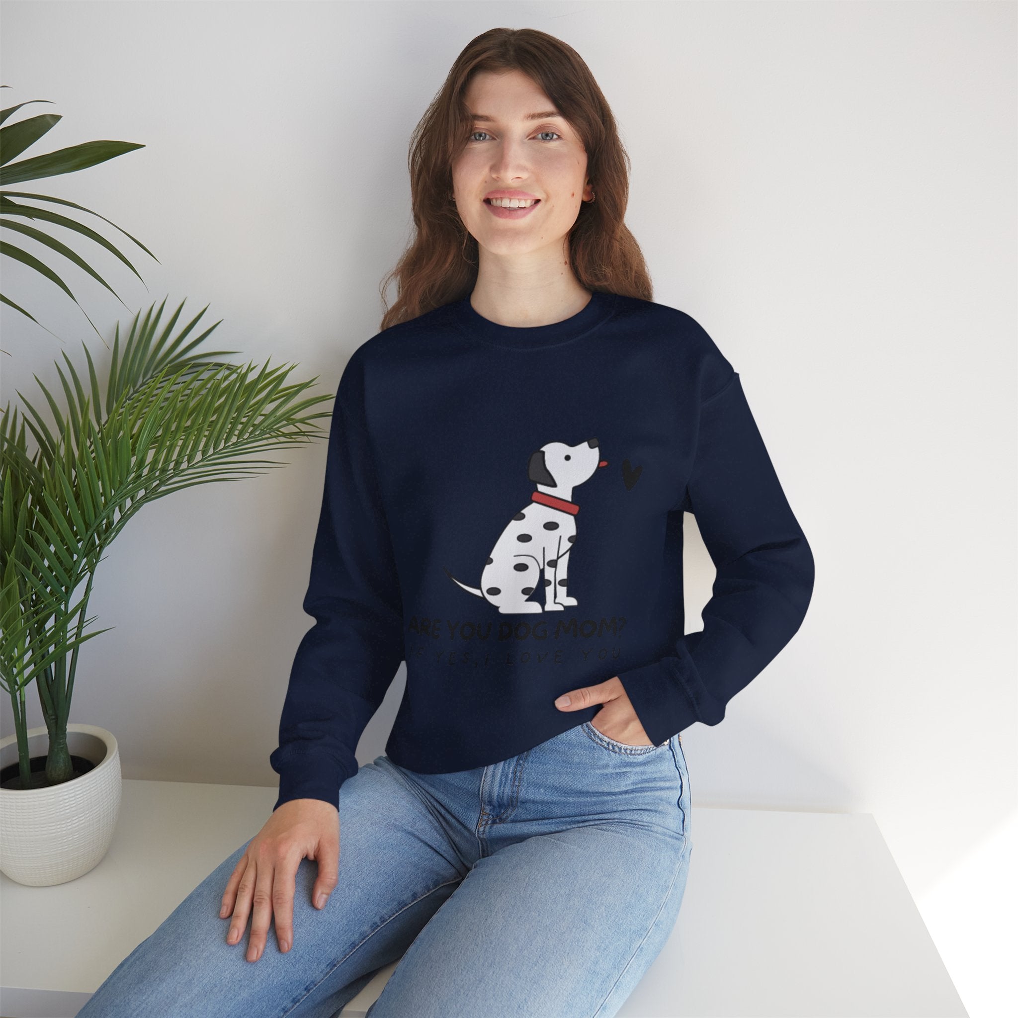 Are You Dog Mom? Cute Dalmatian Crewneck Sweatshirt for Dog Lovers