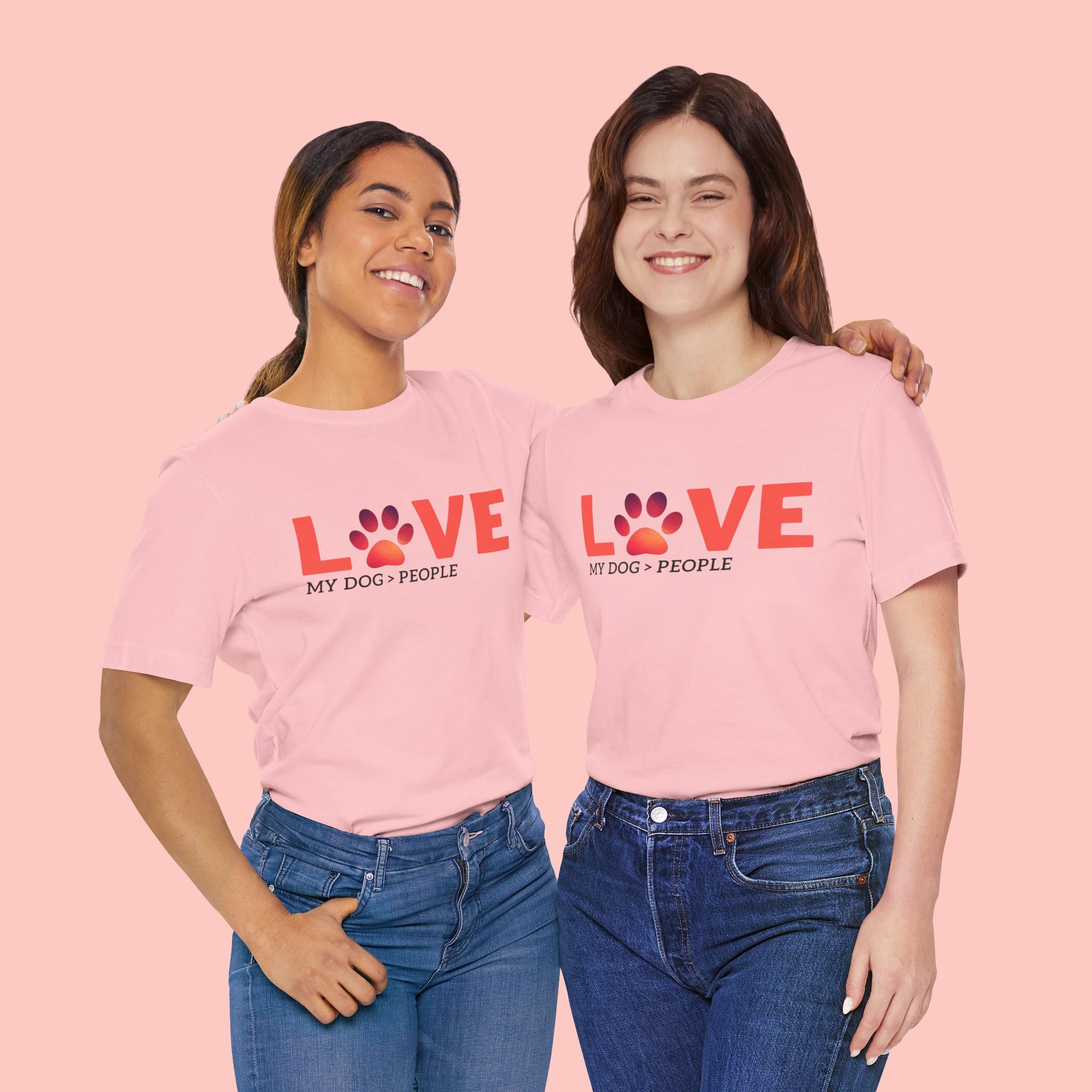 Dog Lover Tee - "LOVE My Dog > People" Paw Print Graphic T-Shirt