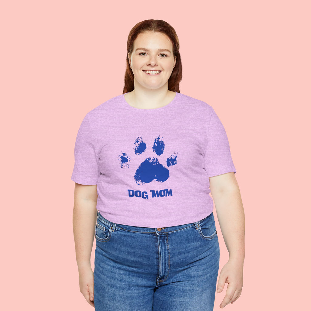 Dog Mom Paw Print T-Shirt — Distressed Blue Design