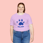 Dog Mom Paw Print T-Shirt — Distressed Blue Design