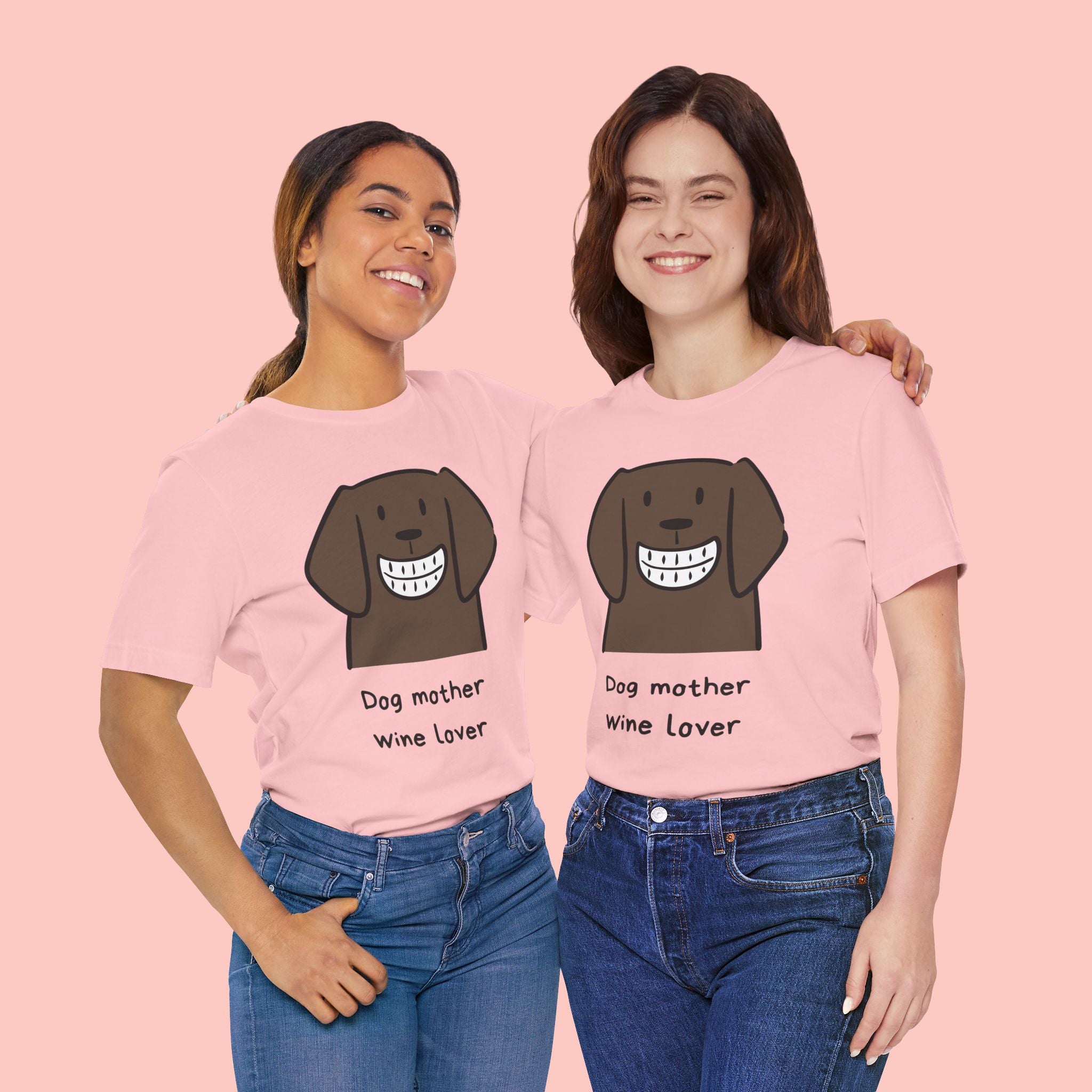 Dog Mother Wine Lover T-Shirt — Cute Cartoon Dog Graphic Tee