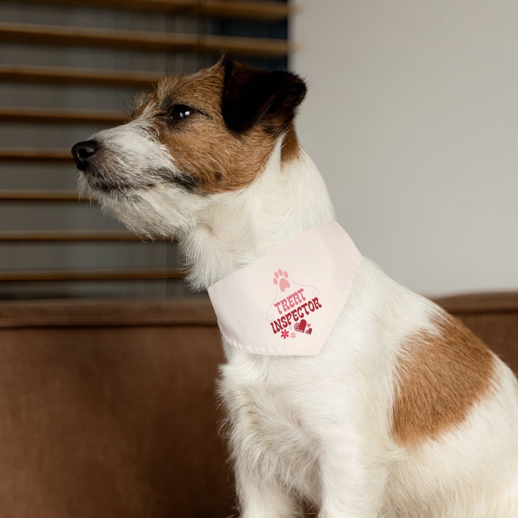 Pet Bandana Collar - "Treat Inspector" Paw Print Dog Bandana for Puppies & Small Dogs