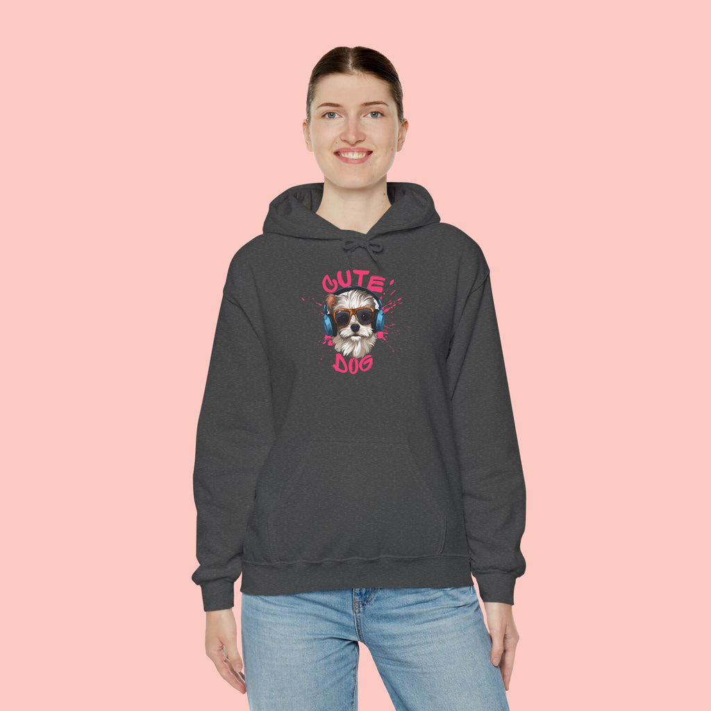 Cute Dog Hoodie with Headphones – 'Cute Dog' Graphic Pet Lover Sweatshirt