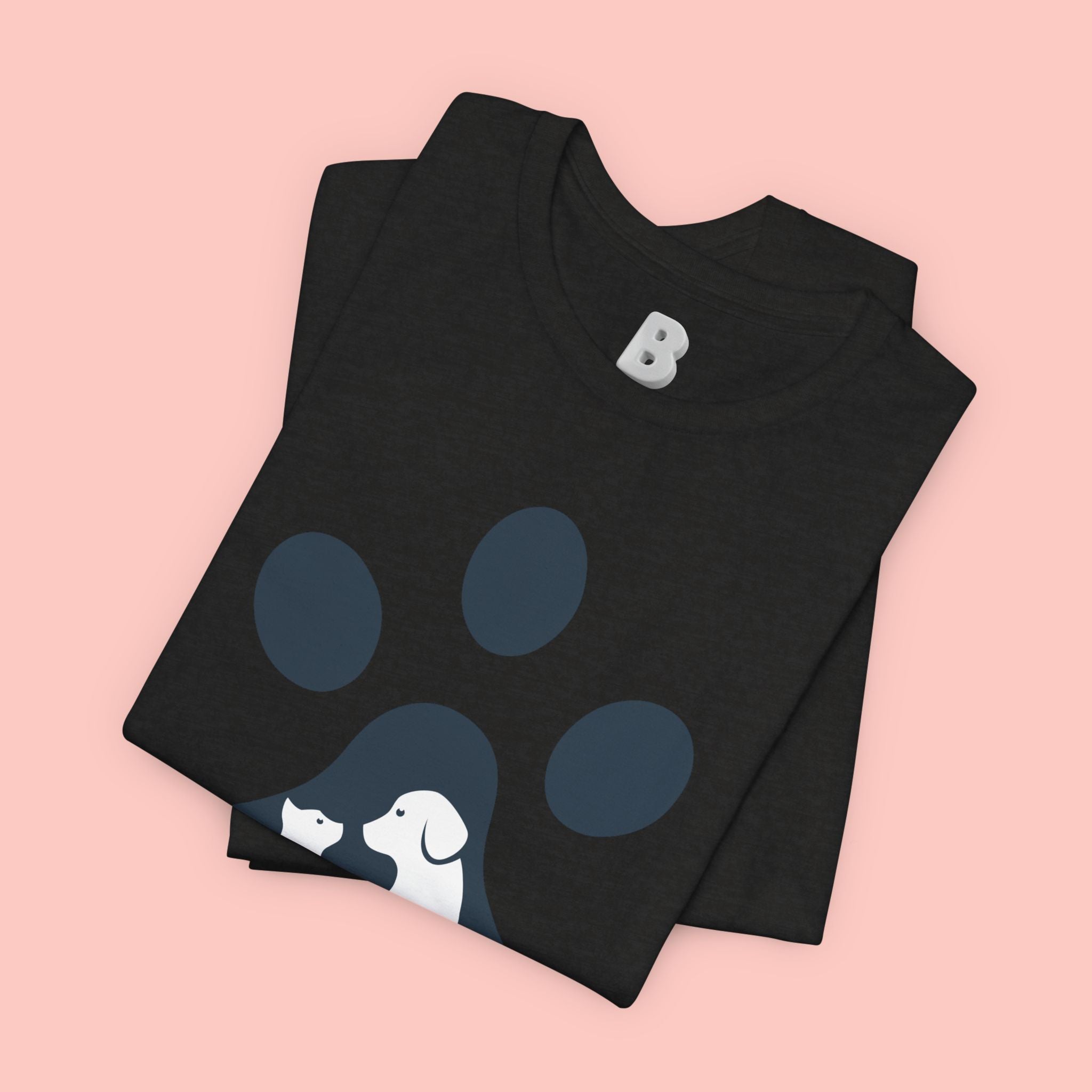 Dog Mom T‑Shirt — Paw Print with Dog & Puppy Graphic