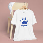 Dog Mom Paw Print T-Shirt — Distressed Blue Design