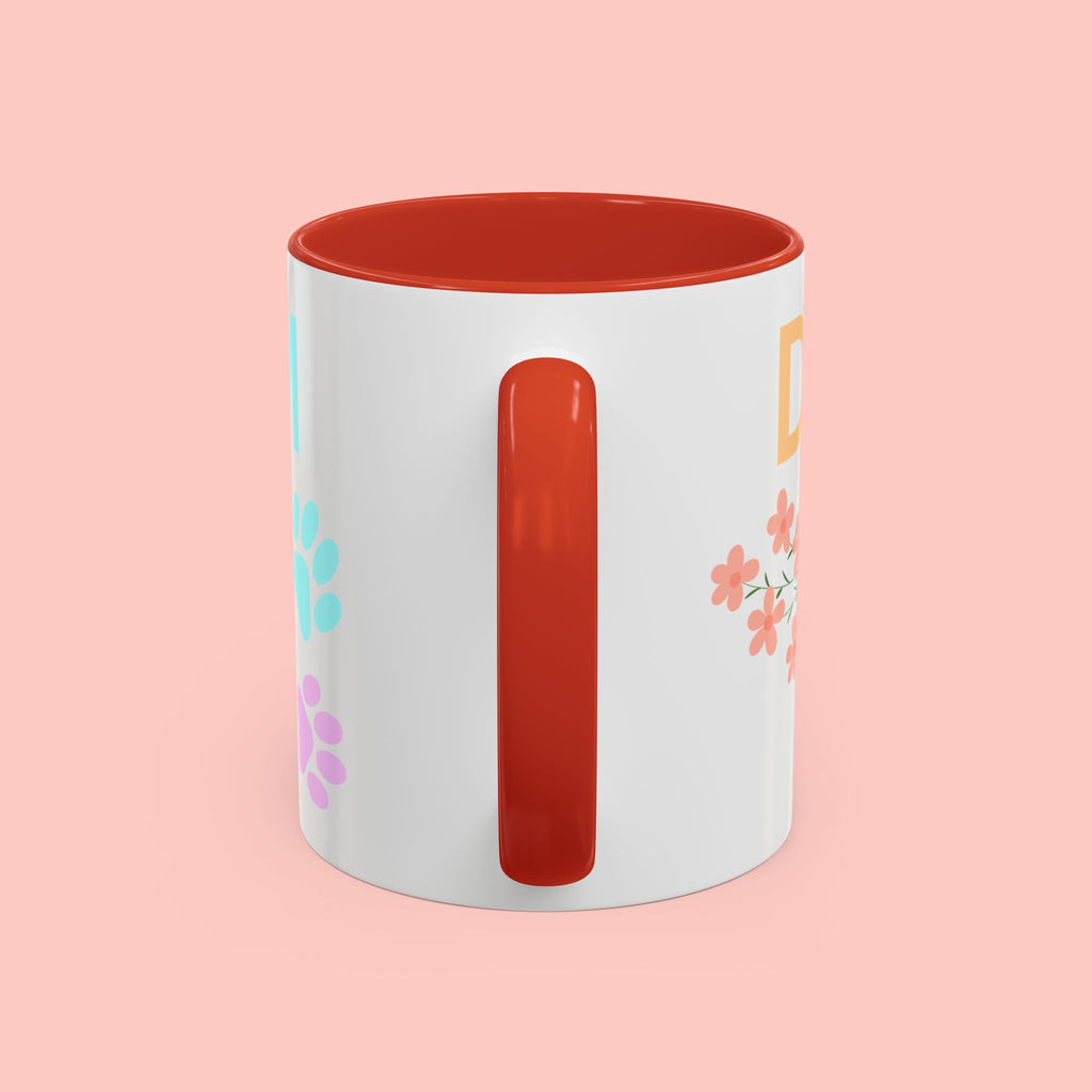 Dog Mom Club Accent Coffee Mug – Colorful Paw Print 11/15oz