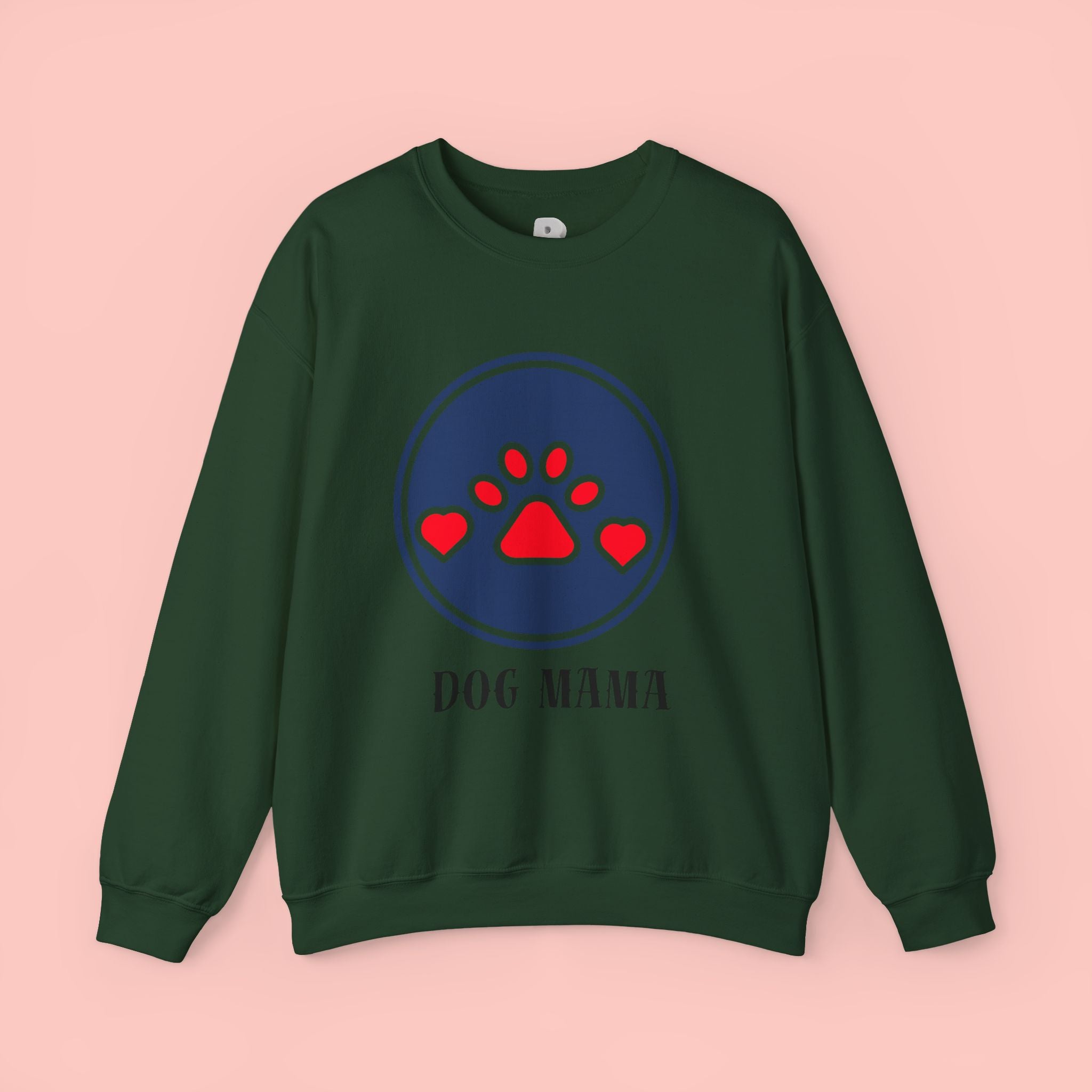 Dog Mama Crewneck Sweatshirt — Paw Print Heart Graphic